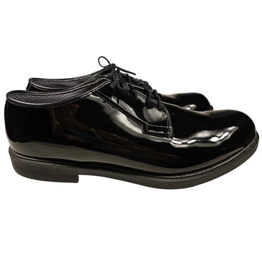 Bates Lites Mens Black Glossy Patent Leather Oxford Dress Shoes Uniform E00078